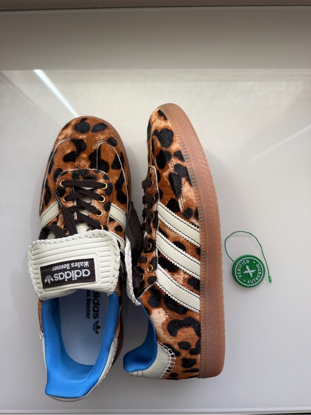 adidas women’s Leopard Print Samba Sneakers in Brown and Cream - Picture 3 of 4